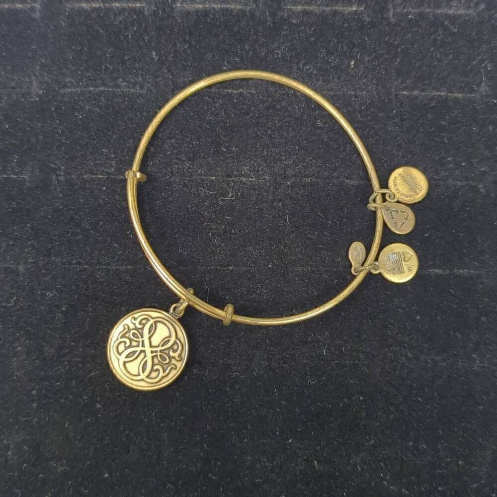 Alex and Ani Path of Life Charm Bangle Bracelet Antiqued Gold Tone Finish